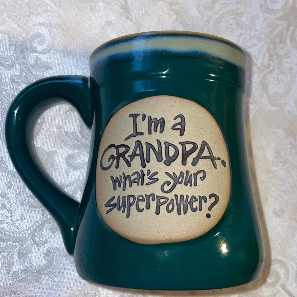 Burton Grandma/Grandpa  Superpower Mugs - Teal and Mustard - Picture 2 of 6